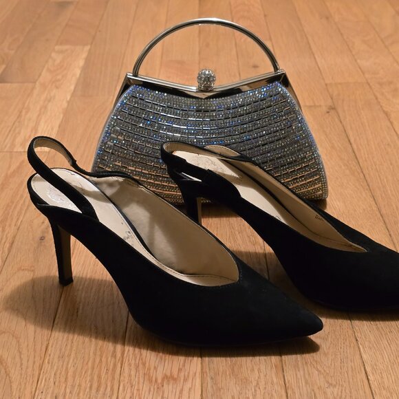 Vince Camuto Black Suede Slingback Heels – Size 7.5 - Picture 2 of 6